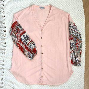 White Birch Patterned Sleeve Blouse, Medium